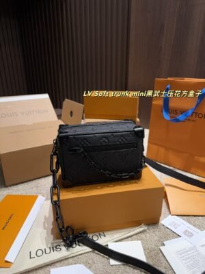 LV Soft trunk mini Black Samurai embossed square box